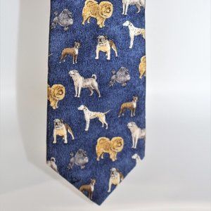 Mens 100% imported silk Parker Sage tie, Dogs